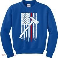 Firefighter Thin Red Line American Flag Gift Kids Sweatshirt thumb 0