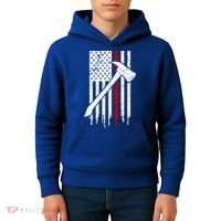 Firefighter Thin Red Line American Flag Gift Kids Hoodie thumb 4