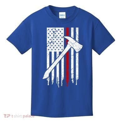 Firefighter Thin Red Line American Flag Gift Kids T-Shirt