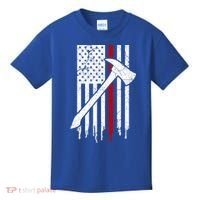 Firefighter Thin Red Line American Flag Gift Kids T-Shirt thumb 0