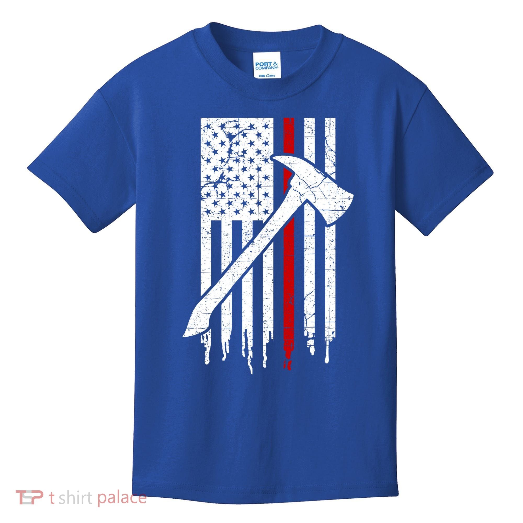 Firefighter Thin Red Line American Flag Gift Kids T-Shirt