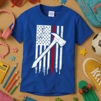 Firefighter Thin Red Line American Flag Gift Kids T-Shirt thumb 3
