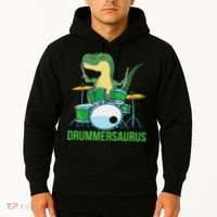 Funny T Rex Percussion Drummersaurus Drummer Gift Drums Hoodie thumb 2