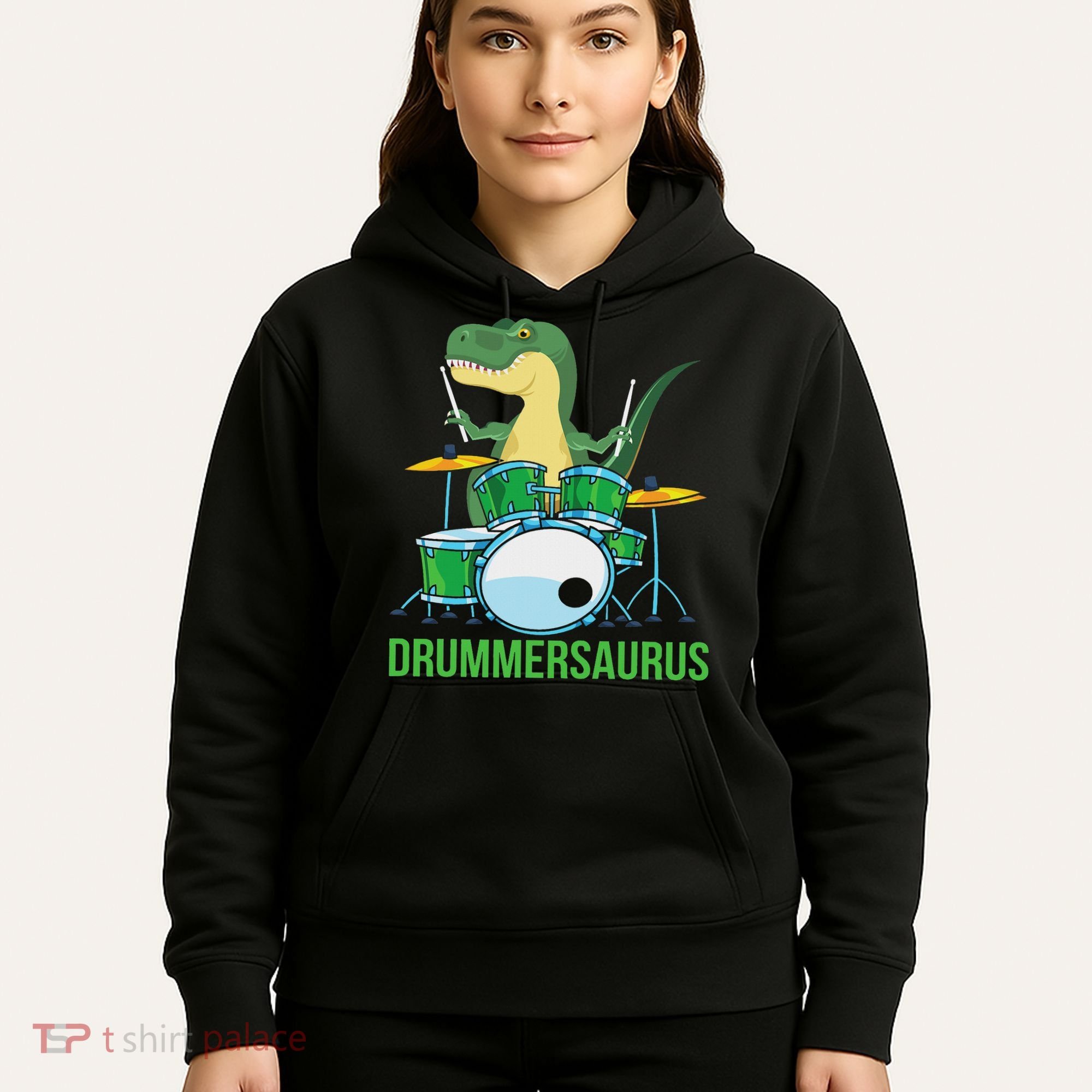 Funny T Rex Percussion Drummersaurus Drummer Gift Drums Hoodie