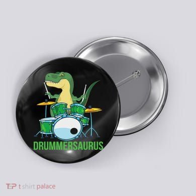 Funny T Rex Percussion Drummersaurus Drummer Gift Drums Button