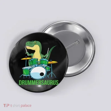 Funny T Rex Percussion Drummersaurus Drummer Gift Drums Button