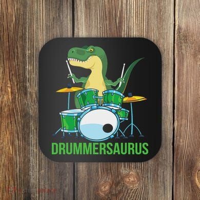 Funny T Rex Percussion Drummersaurus Drummer Gift Drums Coaster