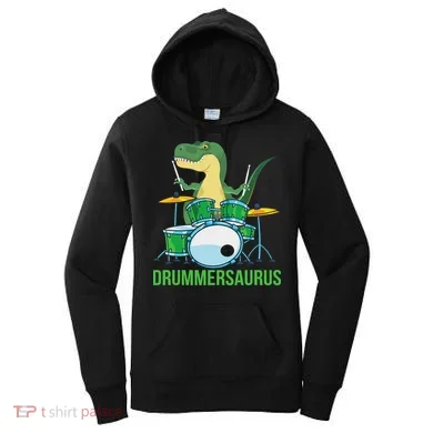 Funny T Rex Percussion Drummersaurus Drummer Gift Drums Women's Hoodie