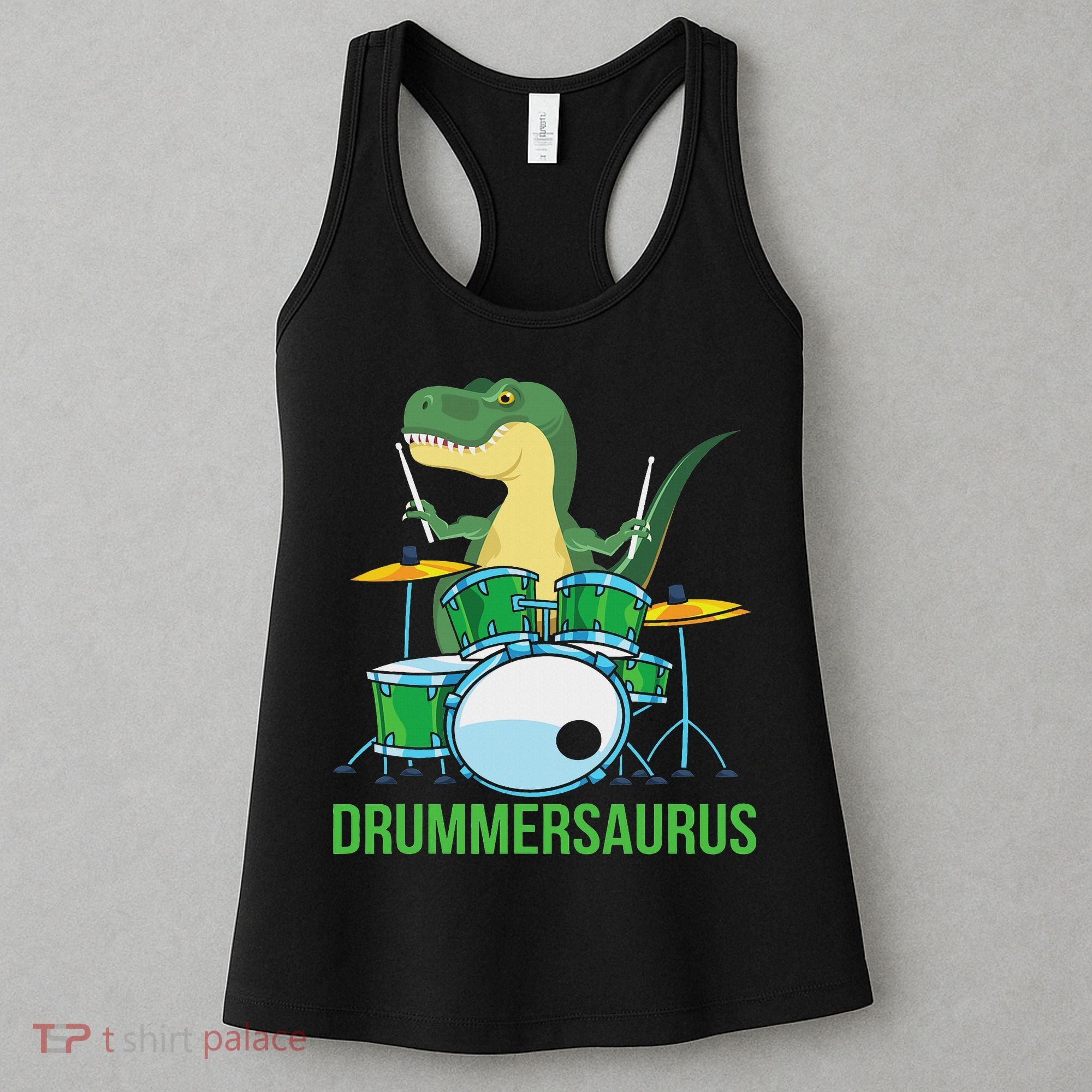 Funny T Rex Percussion Drummersaurus Drummer Gift Drums Women's Tank Top