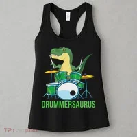 Funny T Rex Percussion Drummersaurus Drummer Gift Drums Women's Tank Top thumb 3
