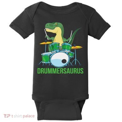 Funny T Rex Percussion Drummersaurus Drummer Gift Drums Baby Bodysuit