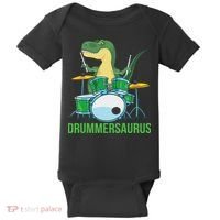 Funny T Rex Percussion Drummersaurus Drummer Gift Drums Baby Bodysuit thumb 0