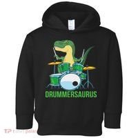Funny T Rex Percussion Drummersaurus Drummer Gift Drums Toddler Hoodie thumb 0