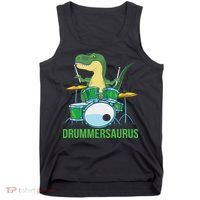 Funny T Rex Percussion Drummersaurus Drummer Gift Drums Tank Top thumb 0
