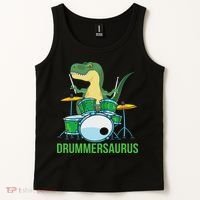 Funny T Rex Percussion Drummersaurus Drummer Gift Drums Tank Top thumb 2