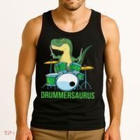 Funny T Rex Percussion Drummersaurus Drummer Gift Drums Tank Top thumb 3