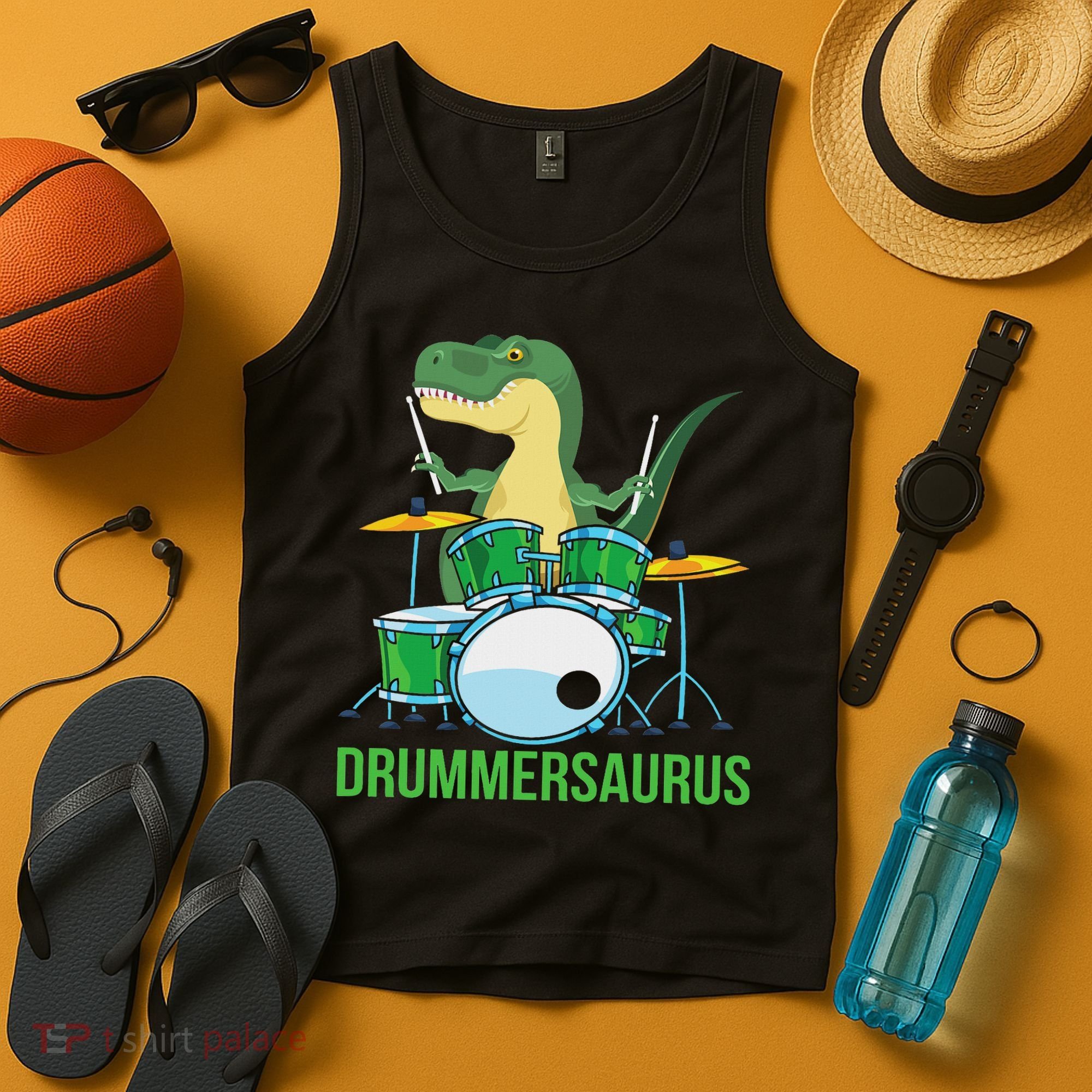 Funny T Rex Percussion Drummersaurus Drummer Gift Drums Tank Top