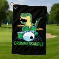 Funny T Rex Percussion Drummersaurus Drummer Gift Drums Golf Towel thumb 1