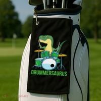 Funny T Rex Percussion Drummersaurus Drummer Gift Drums Golf Towel thumb 2