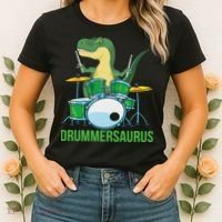 Funny T Rex Percussion Drummersaurus Drummer Gift Drums Women's T-Shirt thumb 2