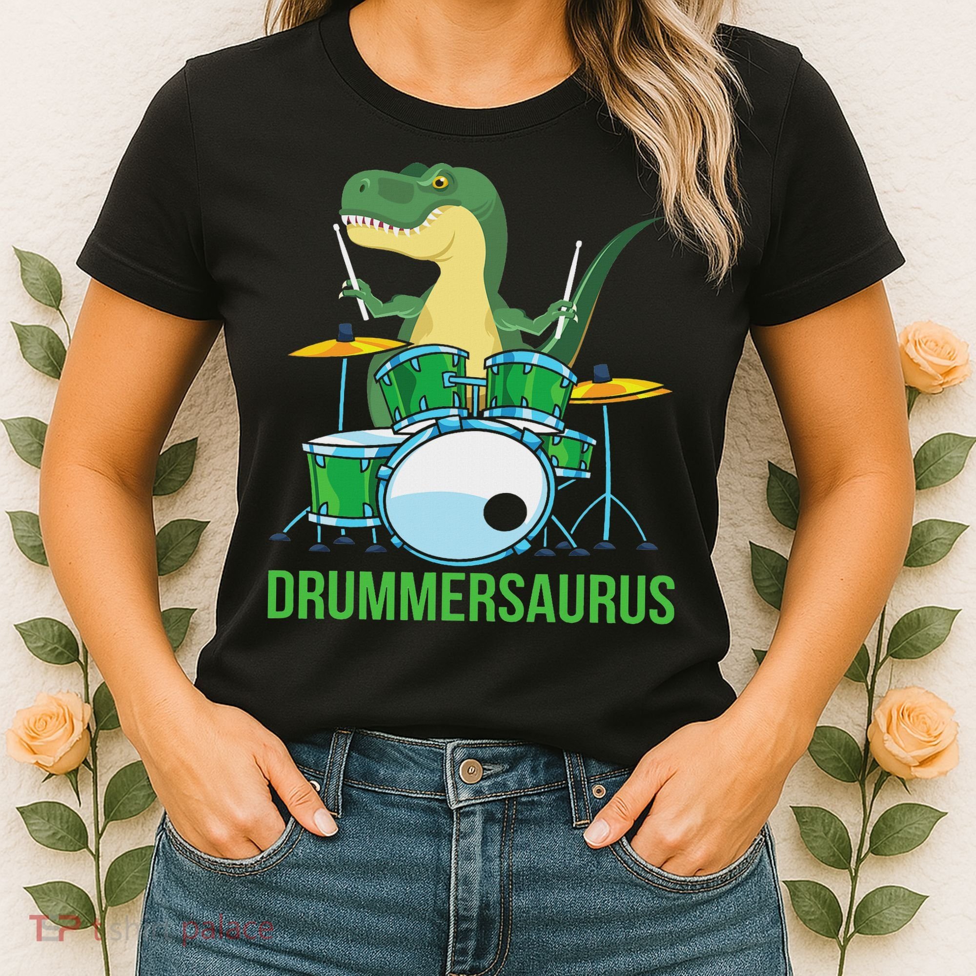 Funny T Rex Percussion Drummersaurus Drummer Gift Drums Women's T-Shirt