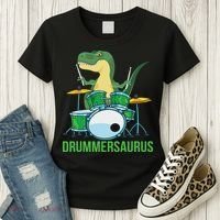 Funny T Rex Percussion Drummersaurus Drummer Gift Drums Women's T-Shirt thumb 3