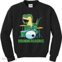 Funny T Rex Percussion Drummersaurus Drummer Gift Drums Kids Sweatshirt thumb 0