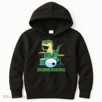 Funny T Rex Percussion Drummersaurus Drummer Gift Drums Kids Hoodie thumb 0