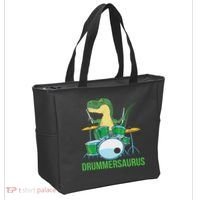 Funny T Rex Percussion Drummersaurus Drummer Gift Drums Tote Bag thumb 2