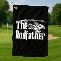 Funny The Rodfather FIshing Golf Towel thumb 1