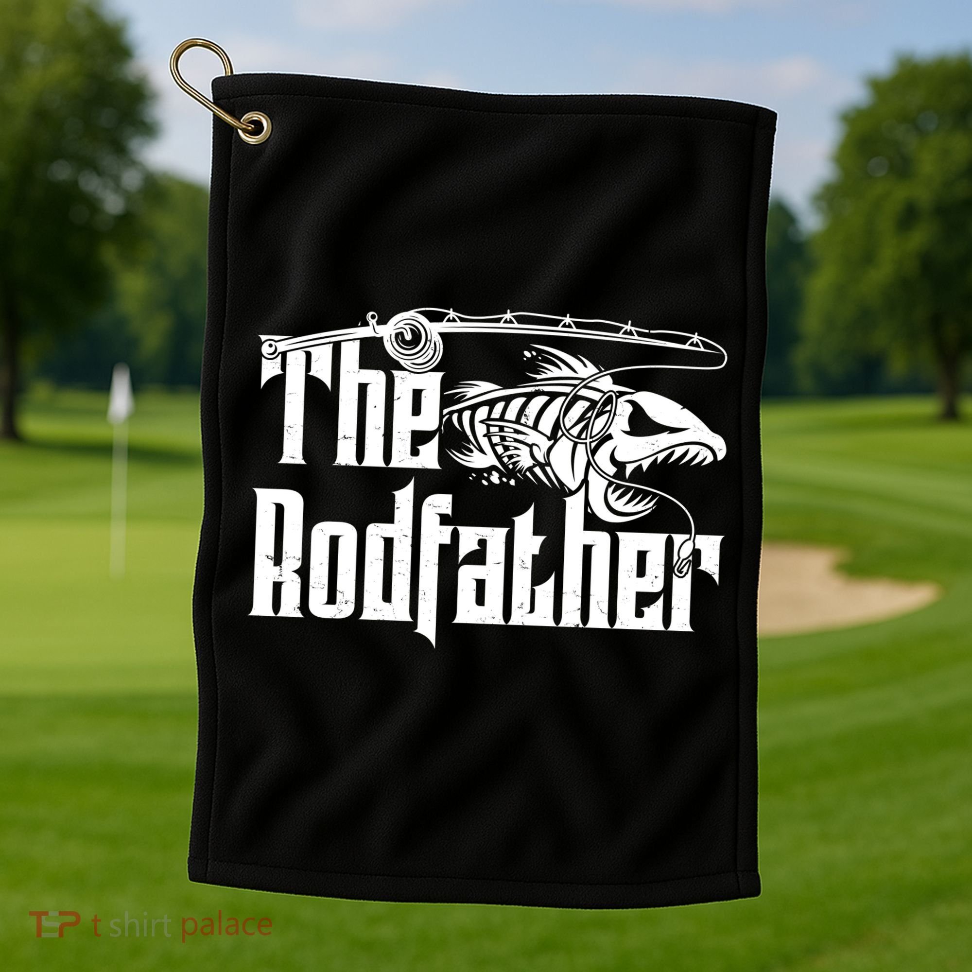 Funny The Rodfather FIshing Golf Towel