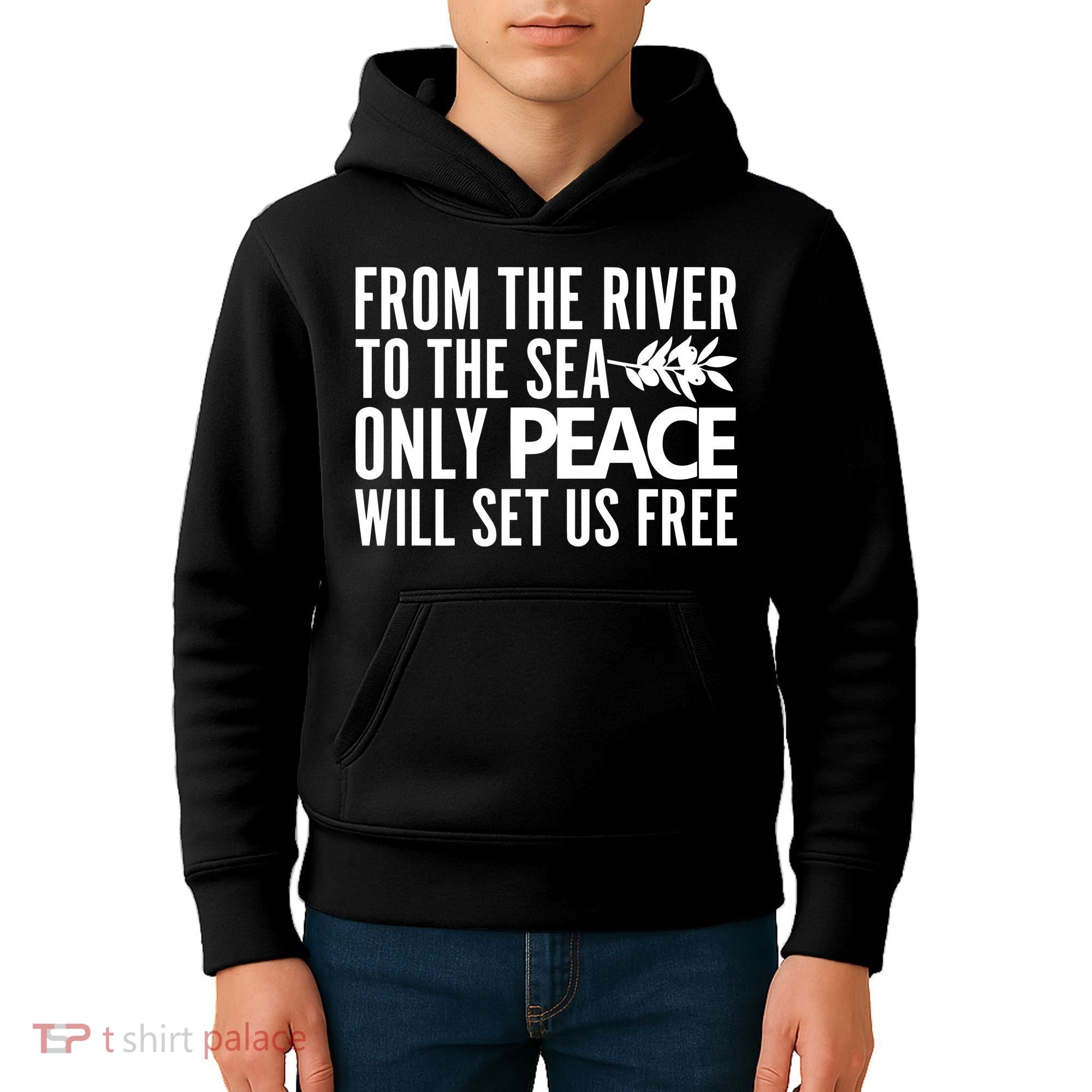 From The River To The Sea Only Peace Will Set Us Free Kids Hoodie