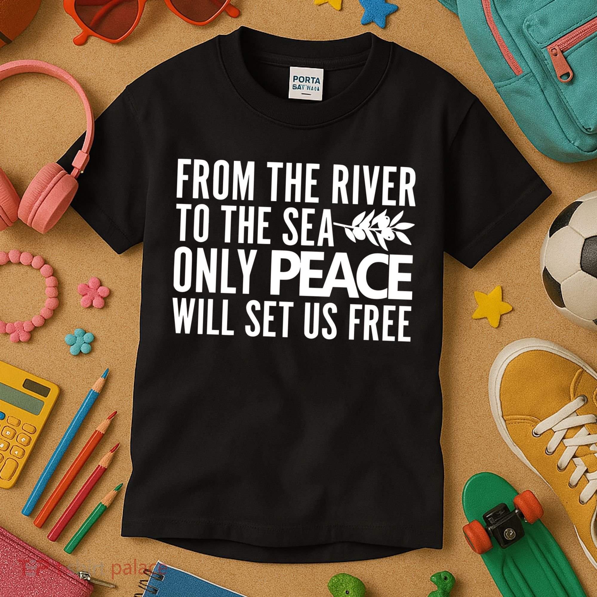 From The River To The Sea Only Peace Will Set Us Free Kids T-Shirt