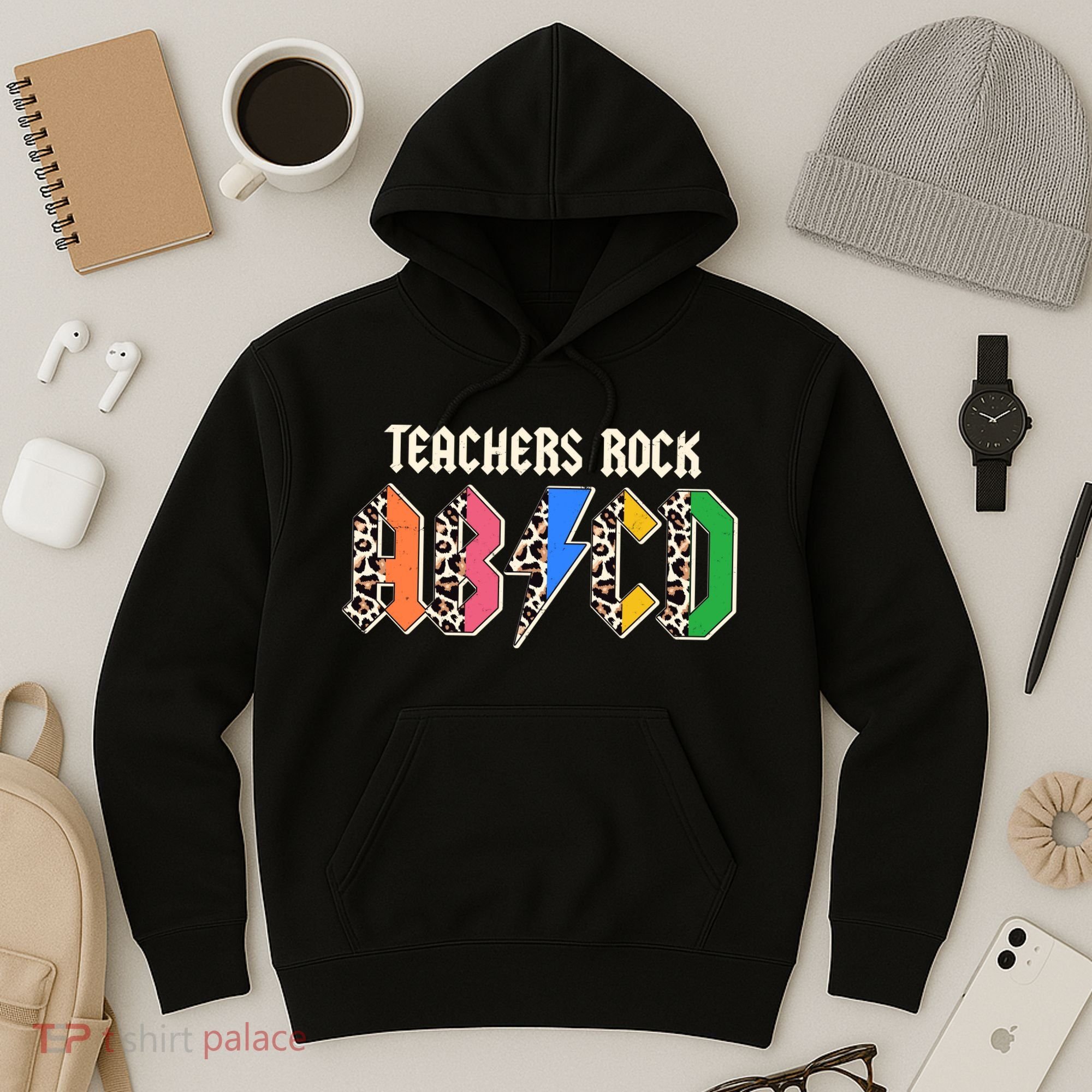 Funny Teachers Rock ABCD Rocker Hoodie