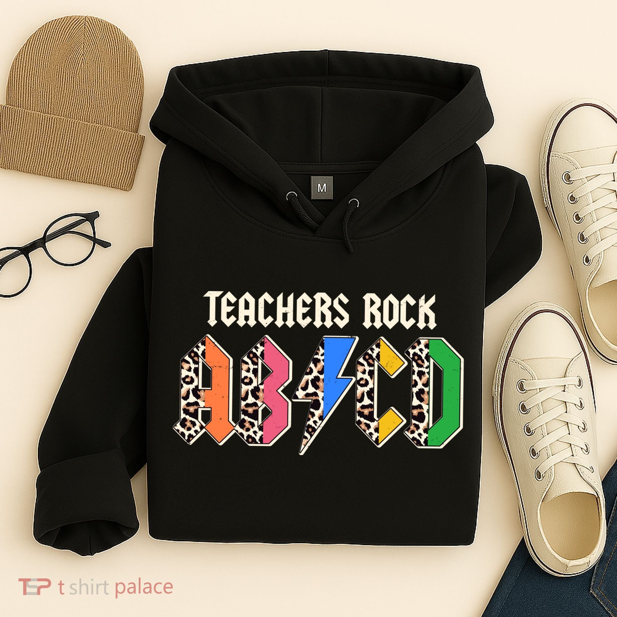 Funny Teachers Rock ABCD Rocker Hoodie