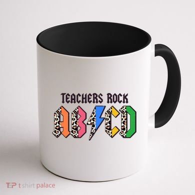 Funny Teachers Rock ABCD Rocker Coffee Mug back