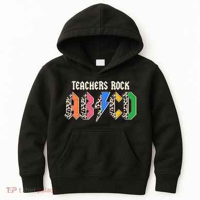 Funny Teachers Rock ABCD Rocker Kids Hoodie