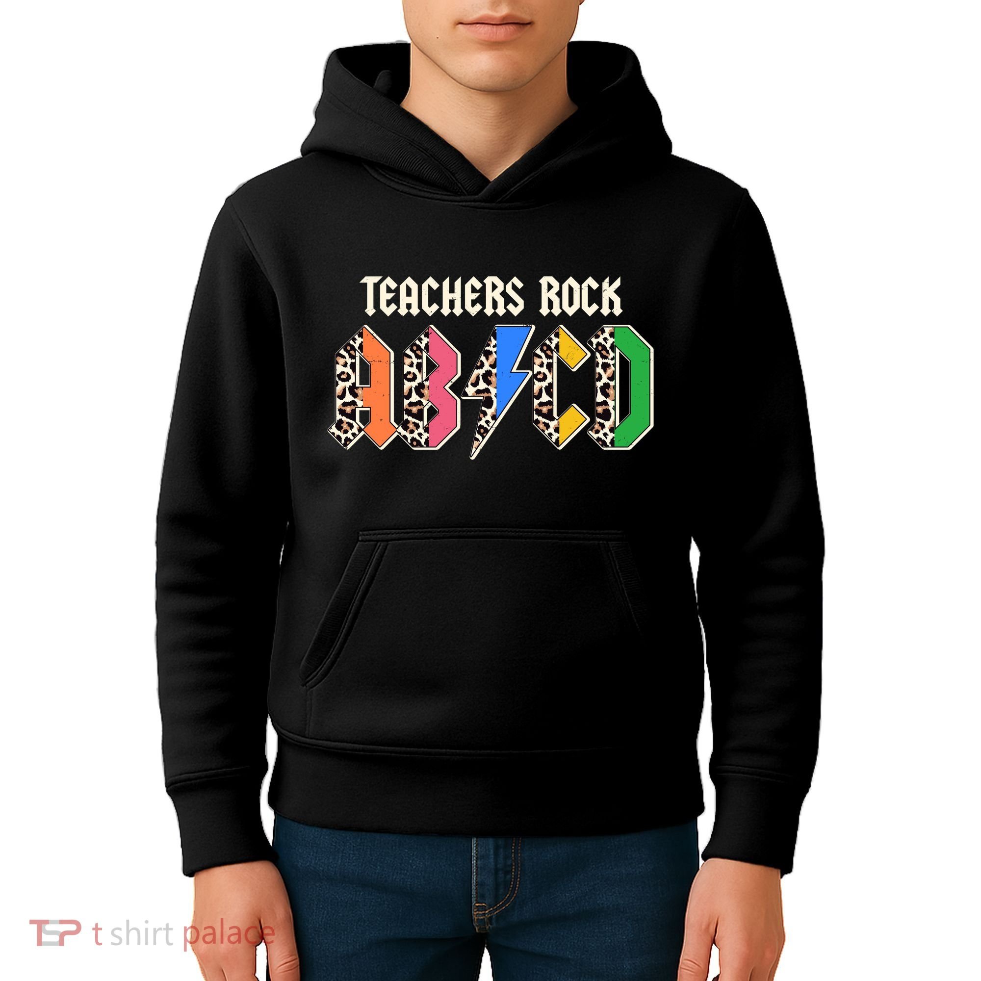 Funny Teachers Rock ABCD Rocker Kids Hoodie