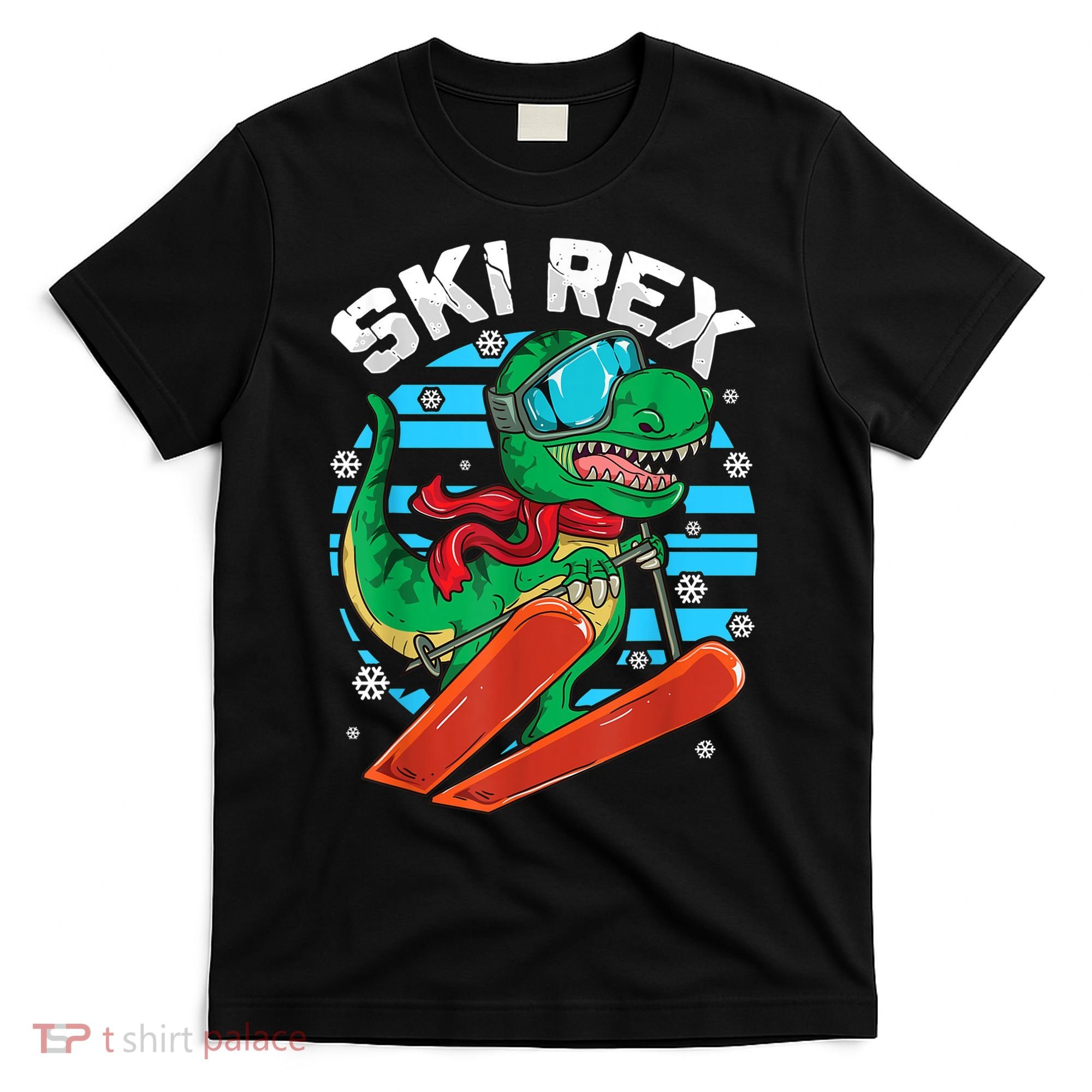 Funny Tyrannosaurus Rex Dinosaur Girls Boys Skiing SKI REX TShirt T-Shirt
