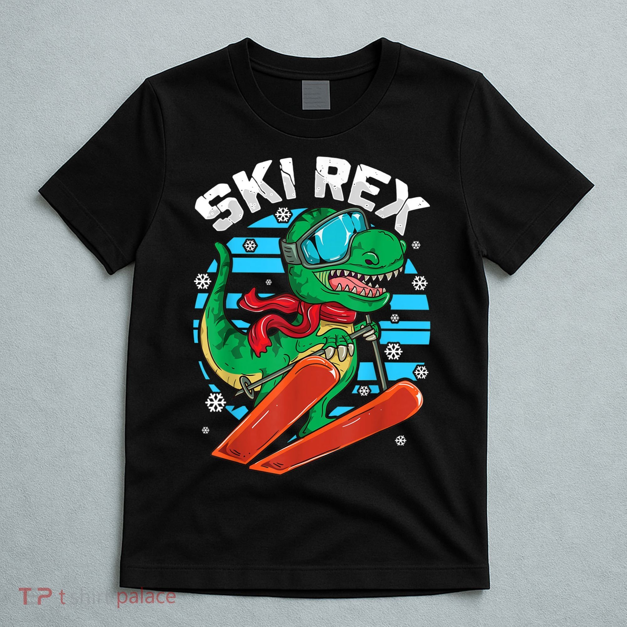 Funny Tyrannosaurus Rex Dinosaur Girls Boys Skiing SKI REX TShirt T-Shirt