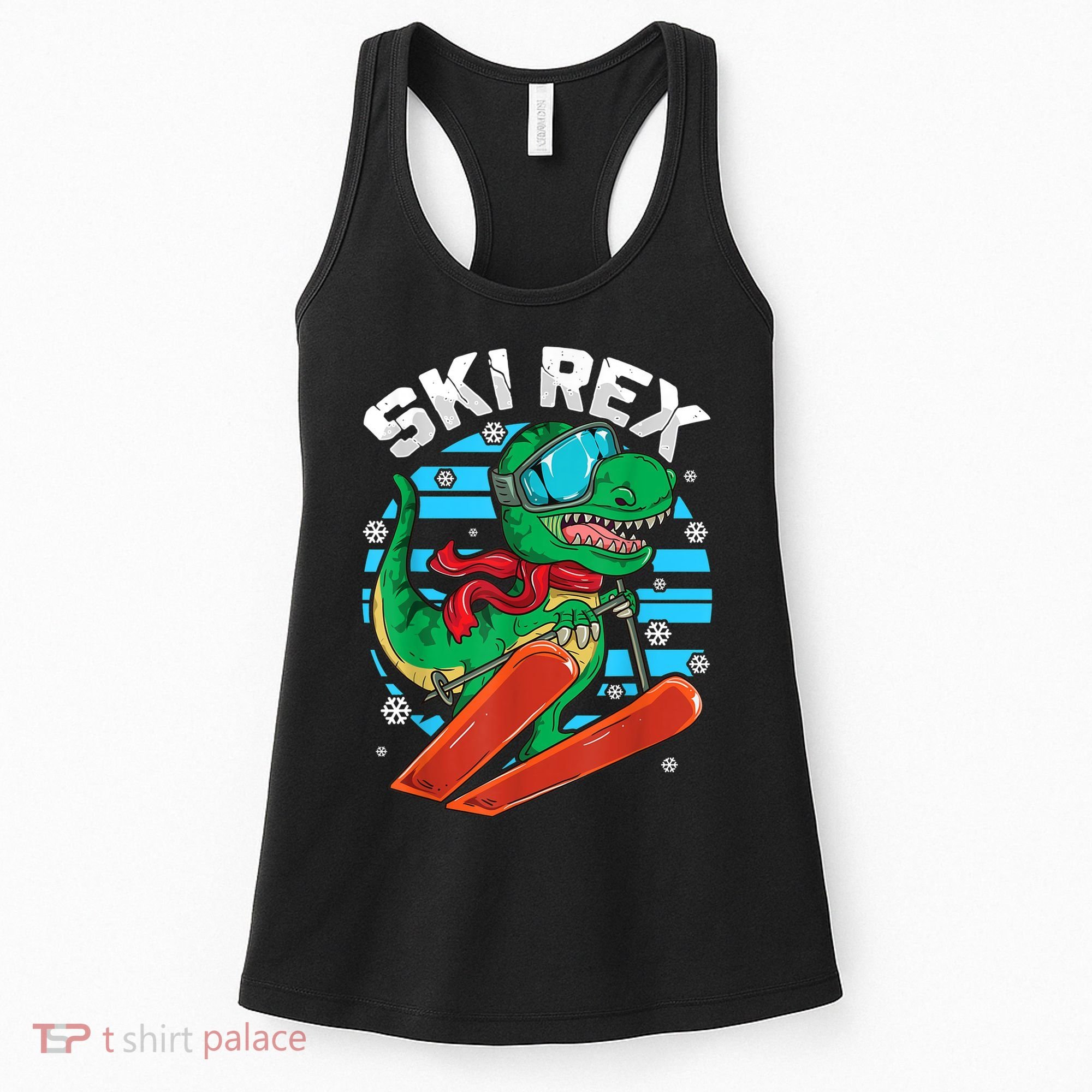 Funny Tyrannosaurus Rex Dinosaur Girls Boys Skiing SKI REX TShirt Women's Tank Top