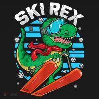 Funny Tyrannosaurus Rex Dinosaur Girls Boys Skiing SKI REX TShirt Baby Bodysuit thumb 2
