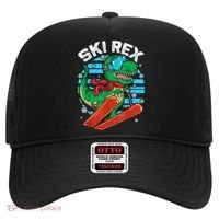 Funny Tyrannosaurus Rex Dinosaur Girls Boys Skiing SKI REX TShirt Hat thumb 0