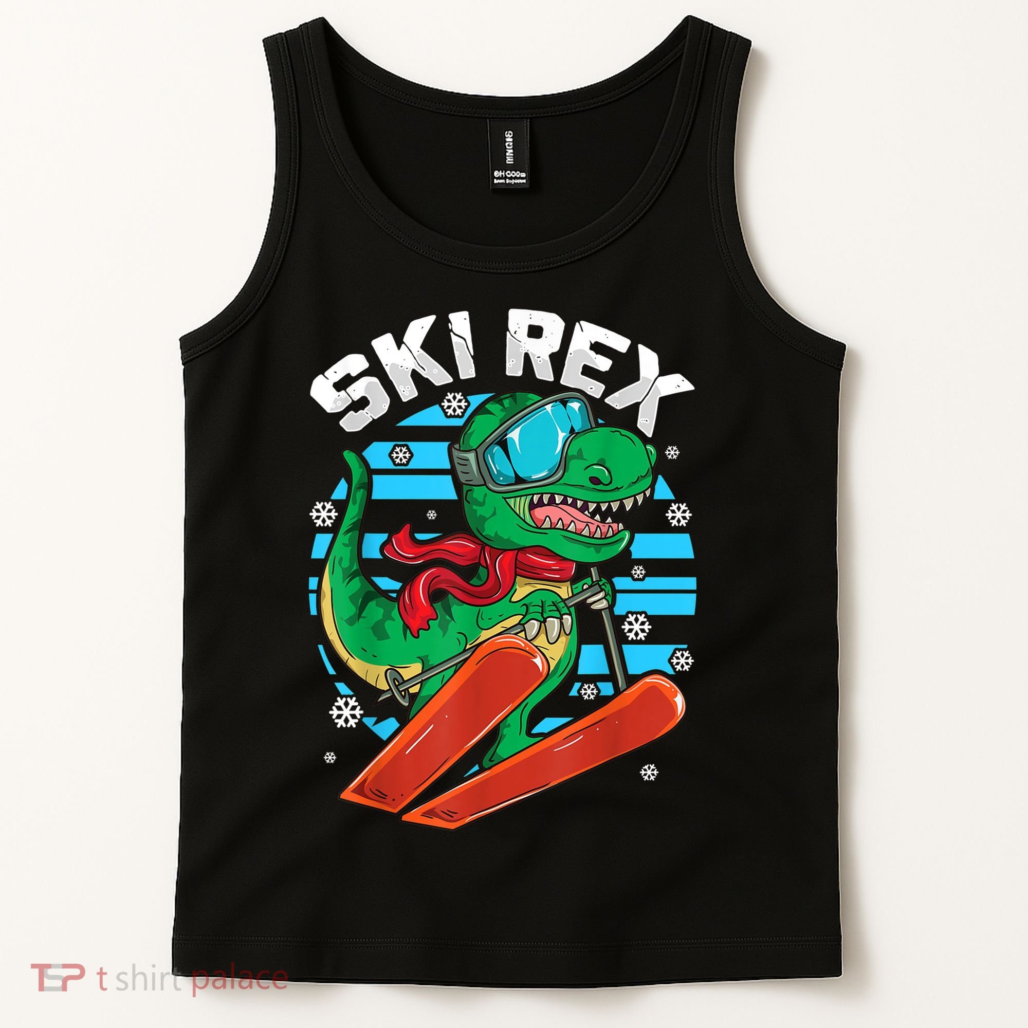 Funny Tyrannosaurus Rex Dinosaur Girls Boys Skiing SKI REX TShirt Tank Top