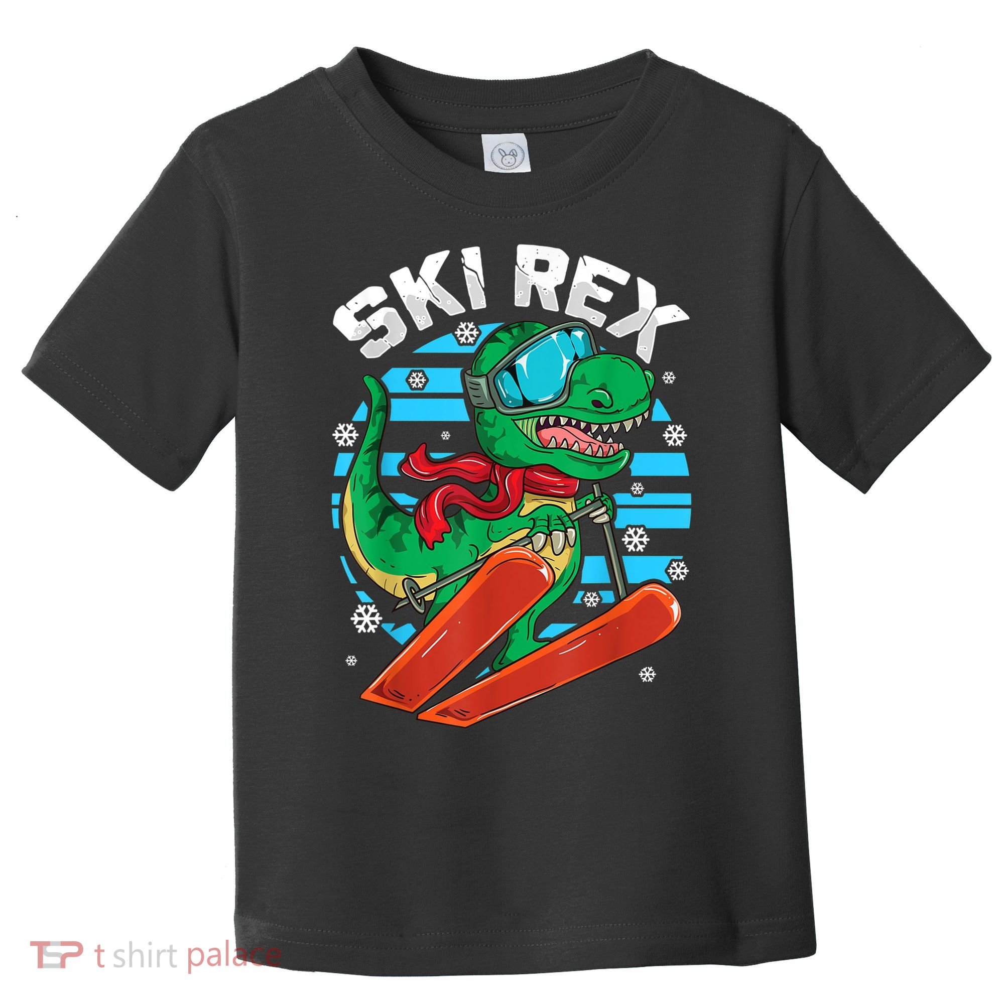Funny Tyrannosaurus Rex Dinosaur Girls Boys Skiing SKI REX TShirt Toddler T-Shirt