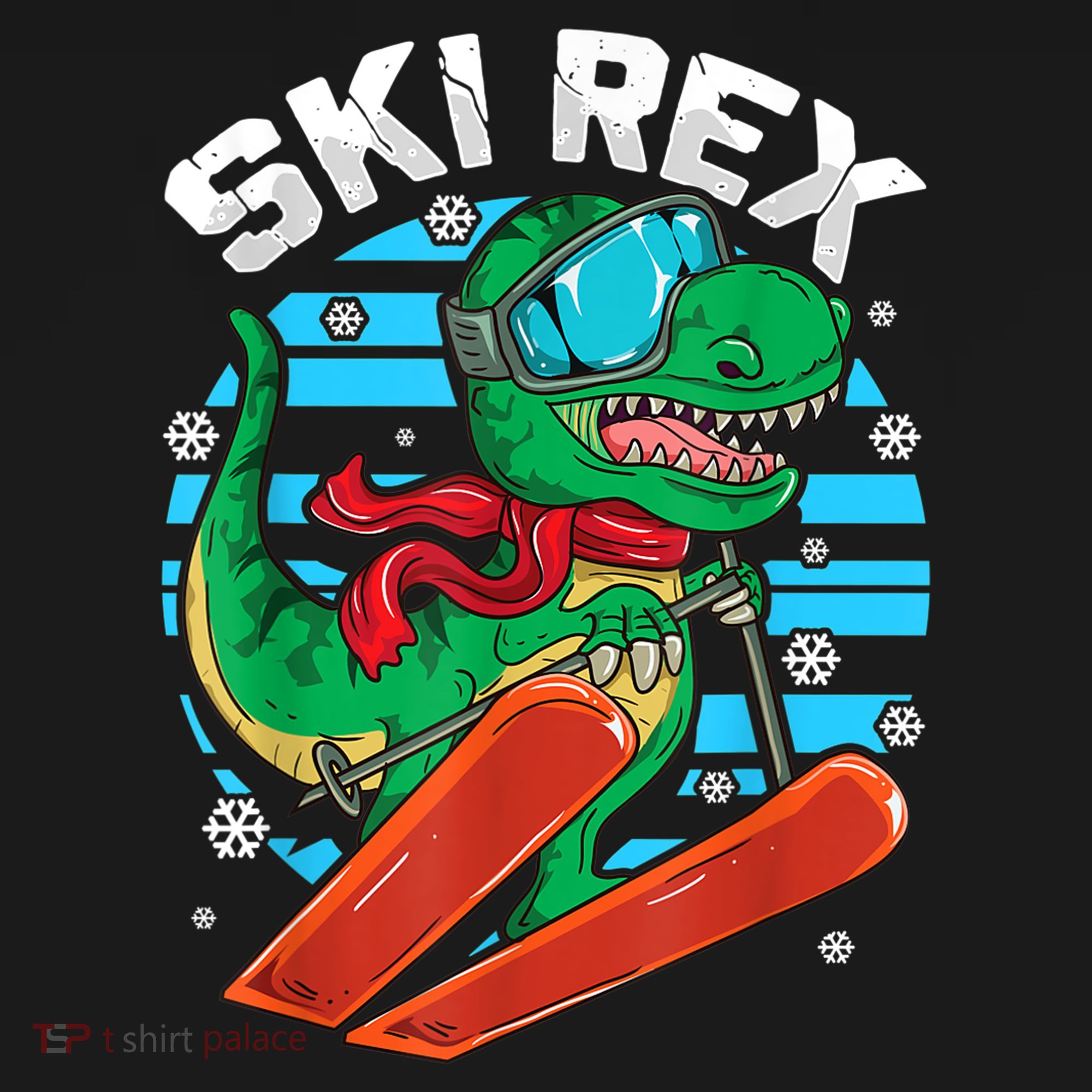 Funny Tyrannosaurus Rex Dinosaur Girls Boys Skiing SKI REX TShirt Toddler T-Shirt