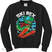 Funny Tyrannosaurus Rex Dinosaur Girls Boys Skiing SKI REX TShirt Kids Sweatshirt thumb 0