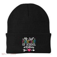 Funny Teachers Retirement My Last First Day Of School Beanie thumb 0