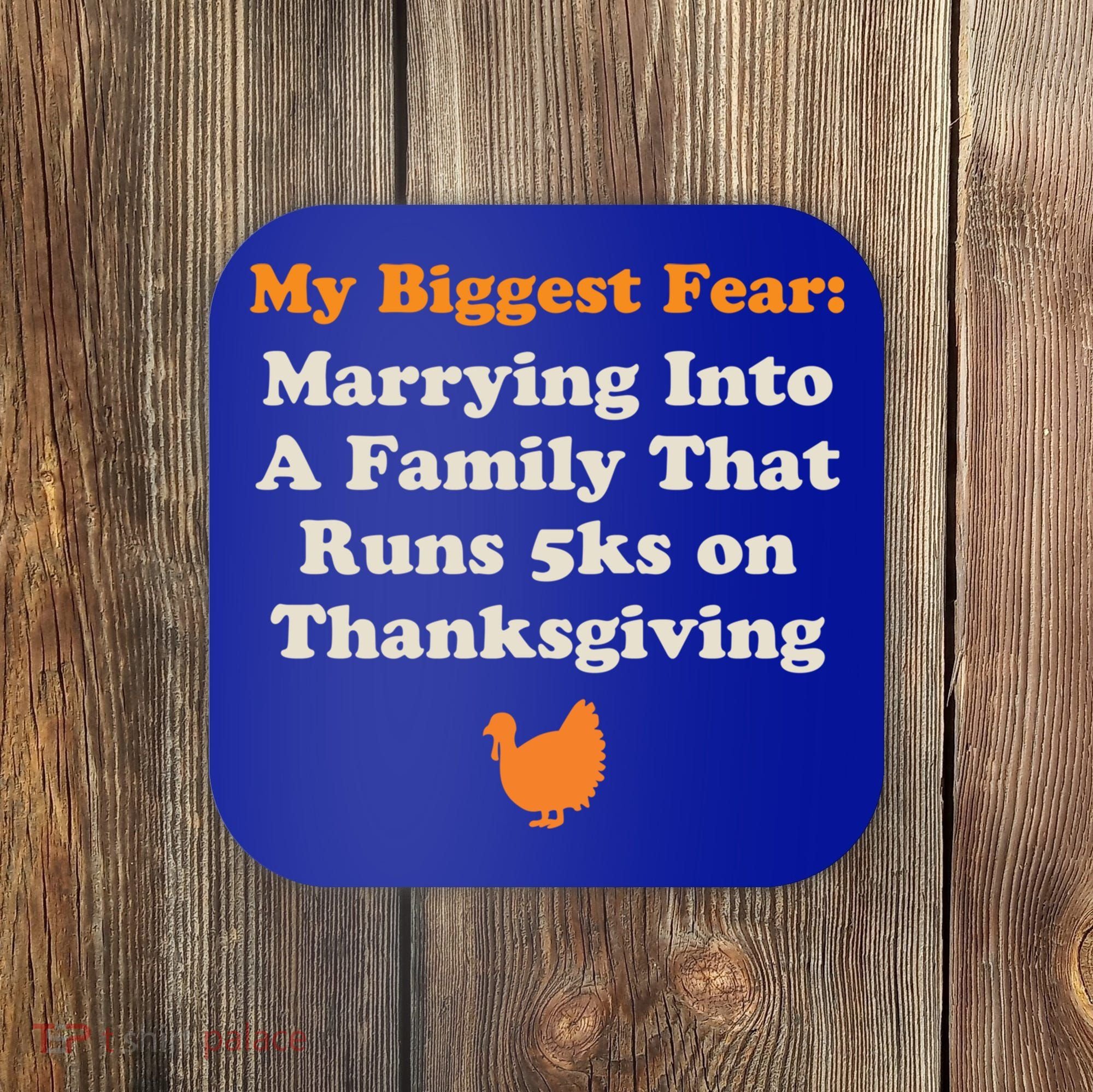 Funny Thanksgiving Running Turkey Trot Marrying Into Family Gift Coaster