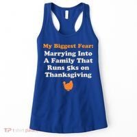 Funny Thanksgiving Running Turkey Trot Marrying Into Family Gift Women's Tank Top thumb 0